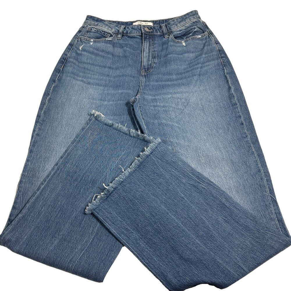 Willow & Root Wide Leg Distressed Jeans Size 28x34 New Med Wash Denim Women
